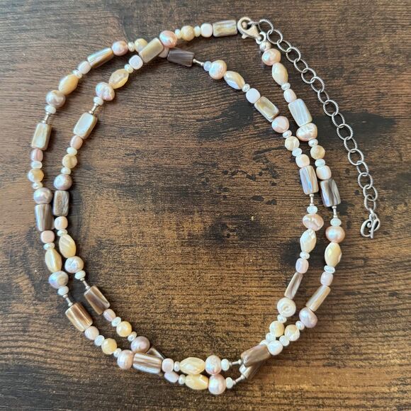 Carolyn Pollack Relios 925 Pearl & Mother of Pearl Beaded Necklace 30 - 34 inch - Picture 10 of 15
